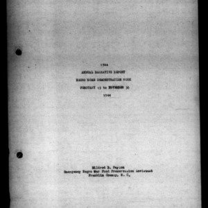 Annual Narrative Report of Home Demonstration Work, African American, Franklin County, NC, 1944