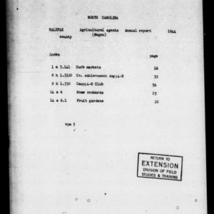 Annual Narrative Report of County Agent, Halifax County, NC