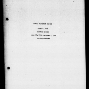 Annual Narrative Report of County Agent, Hertford County, NC