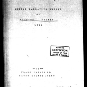 Annual Narrative Report of County Agent, Sampson County, NC