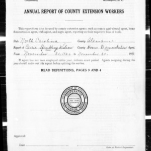 Annual Report of County Home Demonstration Workers, Alamance County, NC