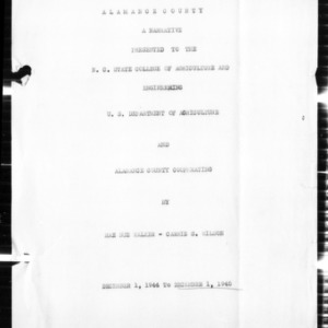 Annual Narrative Report of Home Demonstration Work, Alamance County, NC, 1945