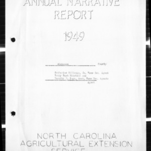 Annual Narrative Report of County Home Demonstration Service, Alamance County, NC, 1949