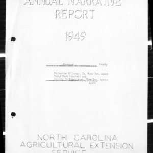 Annual Narrative Report of County Home Demonstration Service, Alamance County, NC, 1949