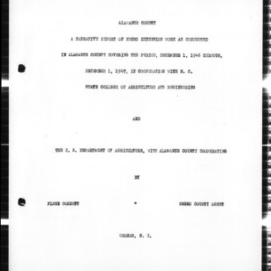 Annual Narrative Report of Extension Work, African American, Alamance County, NC