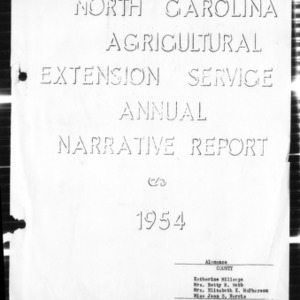 Home Demonstration Service Annual Narrative Report, Alamance County, NC, 1954