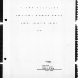 Annual Narrative Report of County Extension Work, Alamance County, NC, 1951