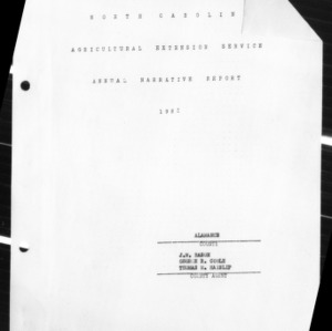 Annual Narrative Report of County Extension Work, Alamance County, NC, 1952