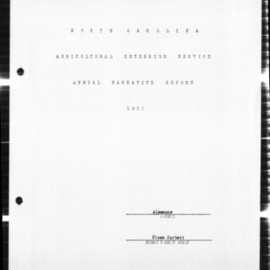 Annual Narrative Report of County Extension Agent, African American, Alamance County, NC, 1952