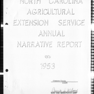 Home Demonstration Service Annual Narrative Report, African American, Alamance County, NC, 1953