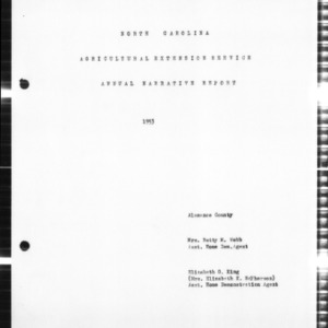 Annual Narrative Report of Home Demonstration Work, Alamance County, NC, 1953