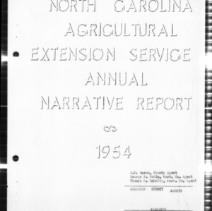 Agricultural Extension Service Annual Narrative Report, Alamance County, NC, 1954