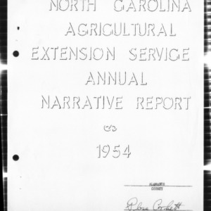 Agricultural Extension Service Annual Narrative Report, African American, Alamance County, NC, 1954