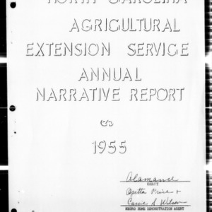 Annual Narrative Report of Home Demonstration Work of Alamance County, NC