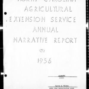 Annual Narrative Report of Home Demonstration Work of Alamance County, NC