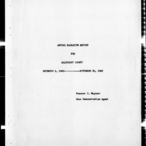 Annual Narrative Report of Home Demonstration Work of Alleghany County, NC