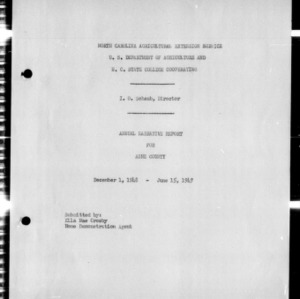 Annual Narrative Report of Home Demonstration Work of Ashe County, NC