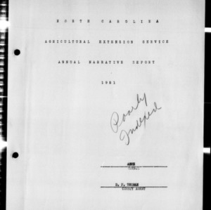 Annual Narrative Report of County Agent, Ashe County, NC