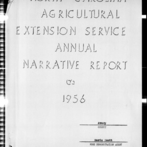 Annual Narrative Report of Home Demonstration Work of Avery County, NC