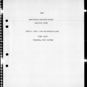 Agricultural Extension Service Narratie Report, Burke County, NC