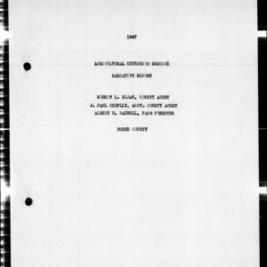 Agricultural Extension Service Narrative Report, Burke County, NC
