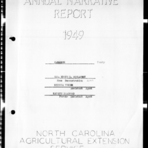 Annual Narrative Report of County Agents, Cabarrus County, NC