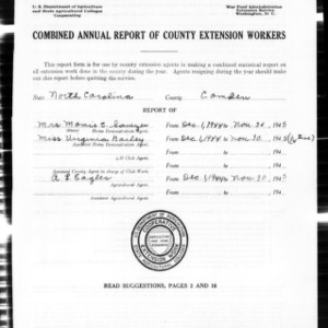 Combined Annual Report of County Extension Workers, Camden County, NC