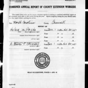 Combined Annual Report of County Extension Workers, African American, Caswell County, NC