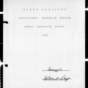 Annual Narrative Report of Home Demonstration Work, African American, Caswell County, NC, 1951