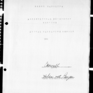 Annual Narrative Report of Home Demonstration Work, African American, Caswell County, NC, 1952