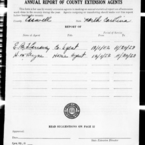 Annual Report of County Extension Agents, African American, Caswell County, NC