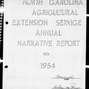Annual Narrative Report of Home Demonstration Work, African American, Caswell County, NC, 1954