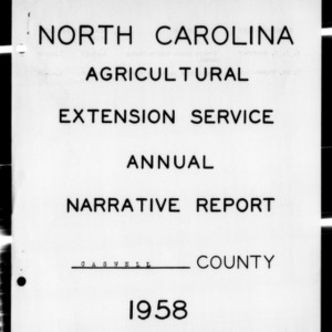 Annual Narrative Report of Extension Work, African American, Caswell County, NC, 1958