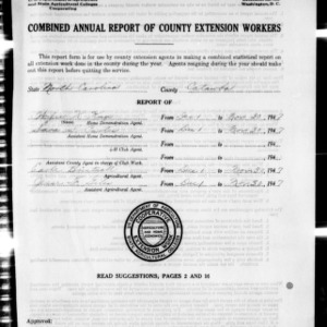 Combined Annual Report of County Extension Workers, Catawba County, NC