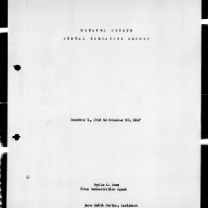 Annual Narrative Report of Home Demonstration, Presumed White, Catawba County, NC