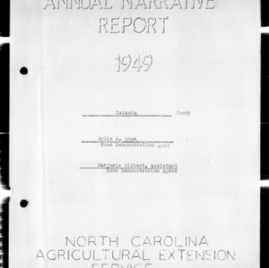 Annual Narrative Report of Home Demonstration Work, Catawba County, NC, 1949