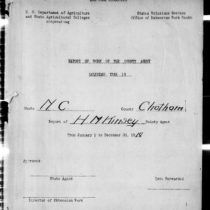 Report of Work of the County Extension Agent, Chatham County, NC, 1919