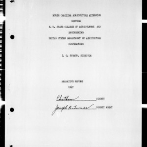 Annual Narrative Report of Extension Work, Chatham County, NC, 1947
