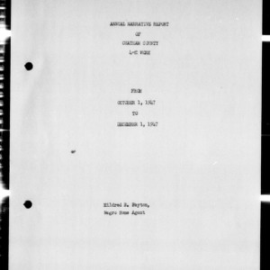 Annual Narrative Report of 4-H Work, African American, Chatham County, NC, October to December, 1947