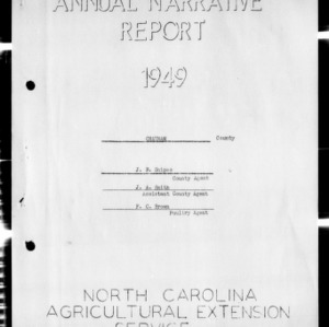 Annual Narrative Report of Extension Work, Chatham County, NC, 1949