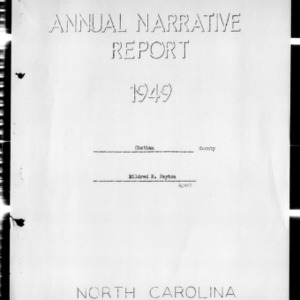 Annual Narrative Report of Home Demonstration Work, Chatham County, NC, 1949