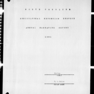 Annual Narrative Report of Extension Work, Chatham County, NC, 1951