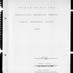Annual Narrative Report of Home Demonstration Work and 4-H Narrative, Chatham County, NC, 1951