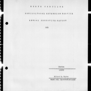Annual Narrative Report of Home Demonstration Work, African American, Chatham County, NC, 1951