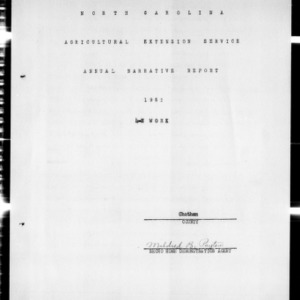 Annual Narrative Report of 4-H Work, African American, Chatham County, NC, 1952