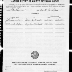 Combined Annual Report of County Extension Agents, African American, Chatham County, NC, 1955