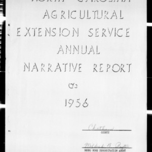 Annual Narrative Report of Home Demonstration Work, African American, Chatham County, NC, 1956