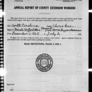 Annual Report of County Itinerant Home Demonstration Workers, Cherokee County, NC