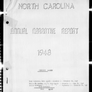 Annual Narrative Report of Home Demonstration Work, Cherokee County, NC, 1948