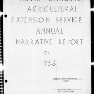 Annual Narrative Report of County Agents, Cherokee Indian Reservation, NC